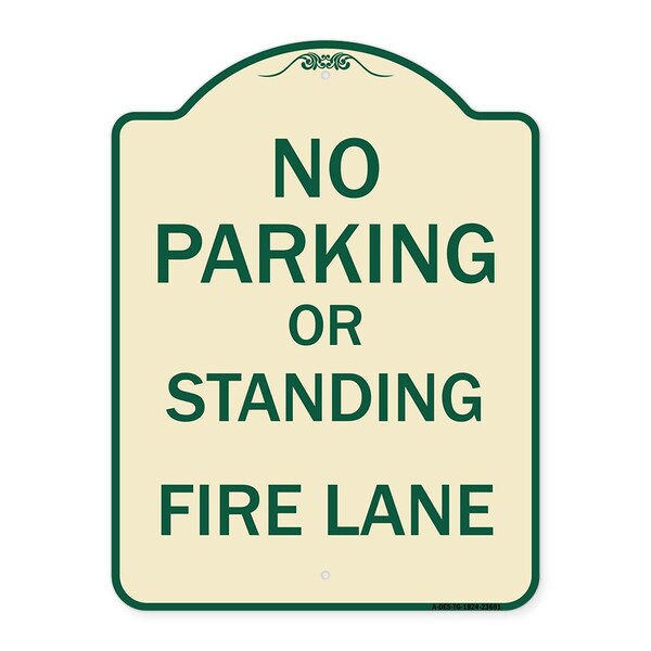 No Parking or Standing Fire Lane Heavy-Gauge Aluminum Architectural Sign, 24" x 18", TG-1824-23681